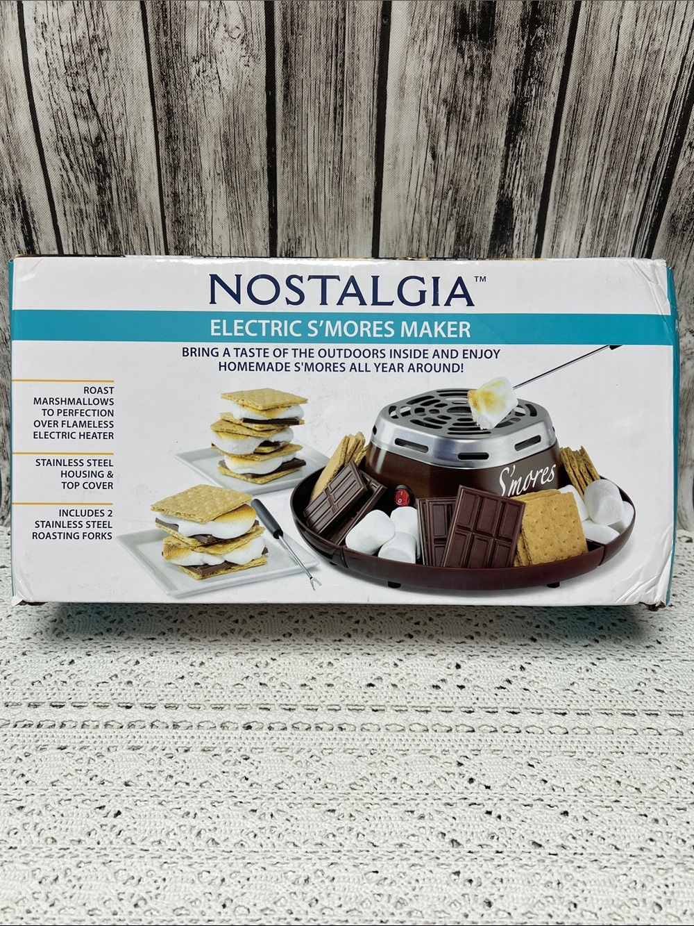 Nostalgia S'mores Maker - Brown and Silver Indoor Roaster